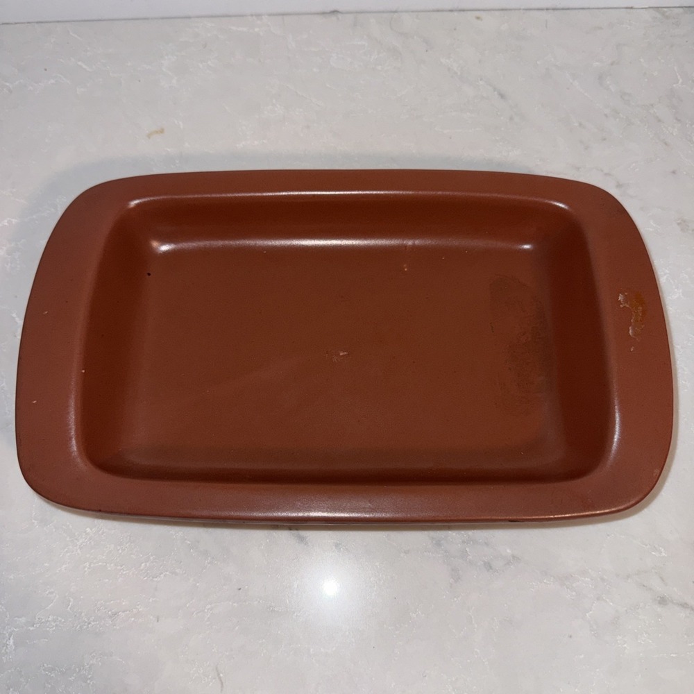 Vintage Haeger Pottery Brown  Red  Rectangle Serving Dish  #3881 Made In USA